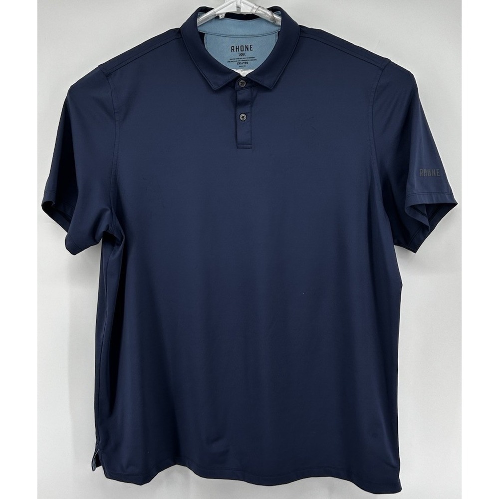 Rhône Short Sleeve Poly Blend Polo Shirt Blue Men's Size 2XL TTG